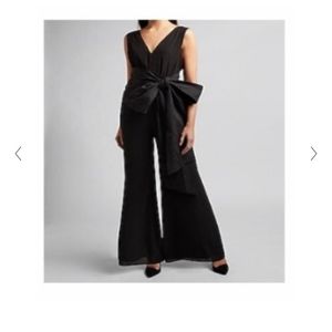 Express NWT tafetta bow wide leg jumpsuit black small